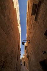 Typical street of the town of Mdina, Malta, Europe
