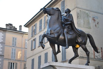 Obraz premium Regisole bronze equestrian statue, Pavia, Lombardy, Italy
