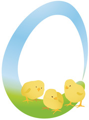 Happy Easter with chicks and egg