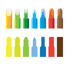 Screw-drivers bit in line isolated - illustration