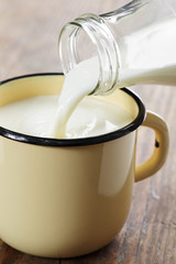 Pouring milk into the mug