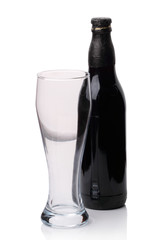 Beer glass and bottle