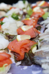 büffett bei hochzeitsfeier,antipasti,fisch