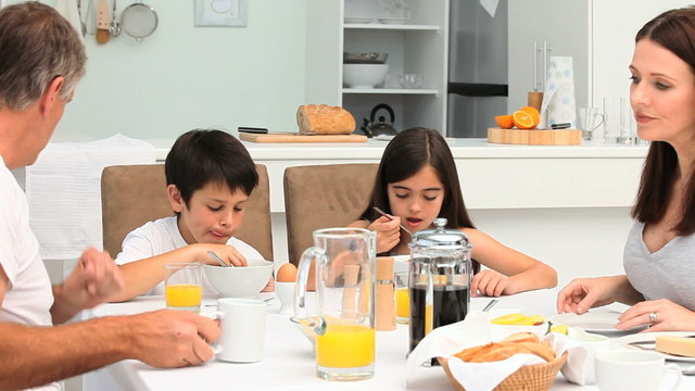 Family having a breakfast