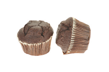 Chocolate  Muffins Isolated On White Background