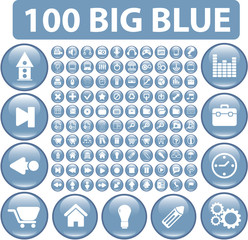 100 blue big glossy buttons