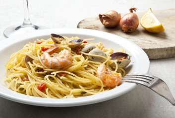 Seafood marinara spaghetti