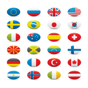 World Flags Icon Set on White background