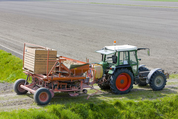 Fototapeta premium tractor on field, Netherlands