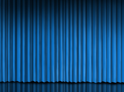 blue curtain on theater stage