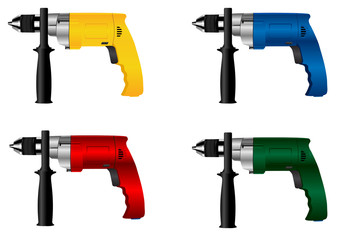 The vector image of  manual electric tool  drill