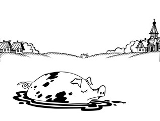 rural landscape on white background