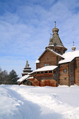 christian chapel in winter village