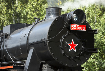 detail of steam locomotive, depot Luzna, Czech Republic