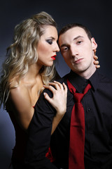 woman embracing a man