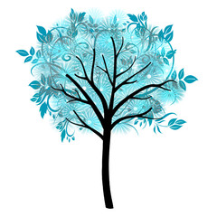Obraz premium ornamental blue tree illustration
