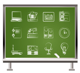 painted with chalk Business and office objects