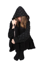 Fototapeta premium Troubled emo teen with knife
