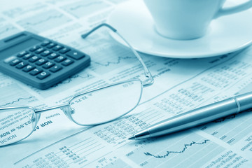 Office still-life (blue toned)