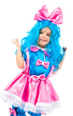 Little girl  with blue hair