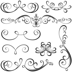 Calligraphic elements - black design elements,  illustration