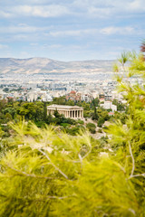 view on Athens and Temple of Hephaestus