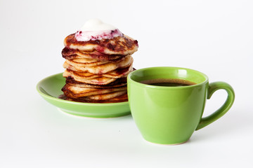 Pancakes and coffee for breakfast