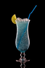 Blue Hawaiian cocktail on a black