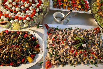 büffet bei hochzeitsfeier,antipasti