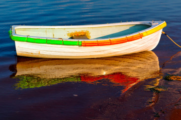 Fototapeta na wymiar Row Boat with reflection