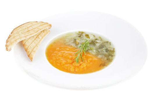 vegetable soup with toasts