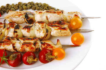 grilled pork shish kebab