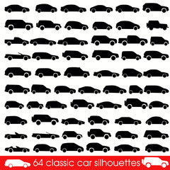 64 classic car silhouettes