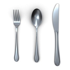 3d fork spoon and knife