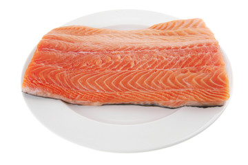 salmon fillet on white plate