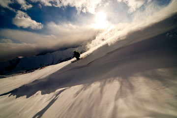 Winter sunset in mountains