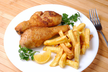 Fried chicken with potato