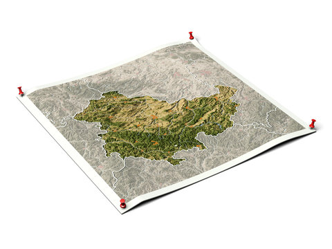 Thuringia on unfolded map sheet.