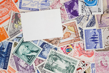 Fototapeta na wymiar vintage postage stamps of different countries
