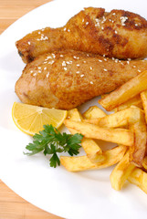 Fried chicken with potato
