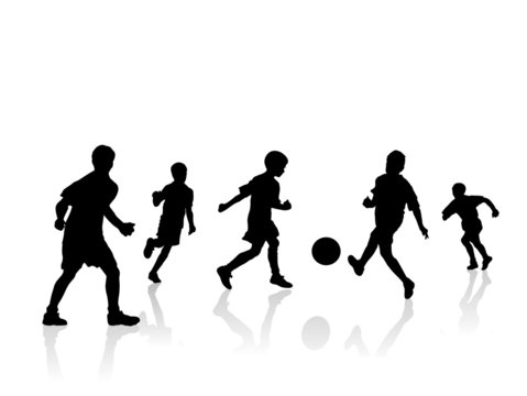 boys soccer players silhouette