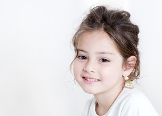 happy little girl a on white background