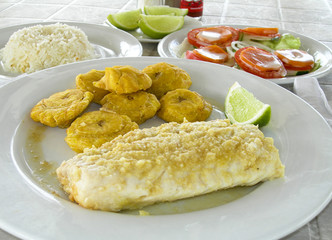 fresh fish fillet with tostones Corn Island Nicarauga