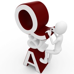 3d man with question and answer sign