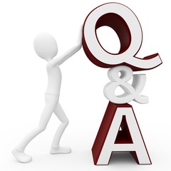 3d man with question and answer sign