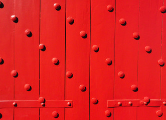 Red woody door