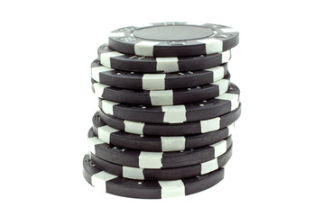 black poker chips heap isolated