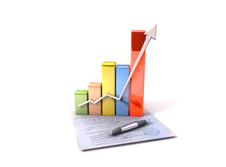 Business Graph with arrow showing profits and gains