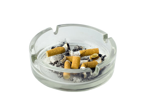 ashtray of cigarettes