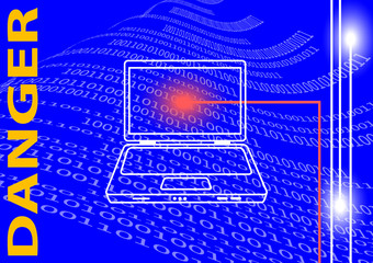 Laptop on a blue background